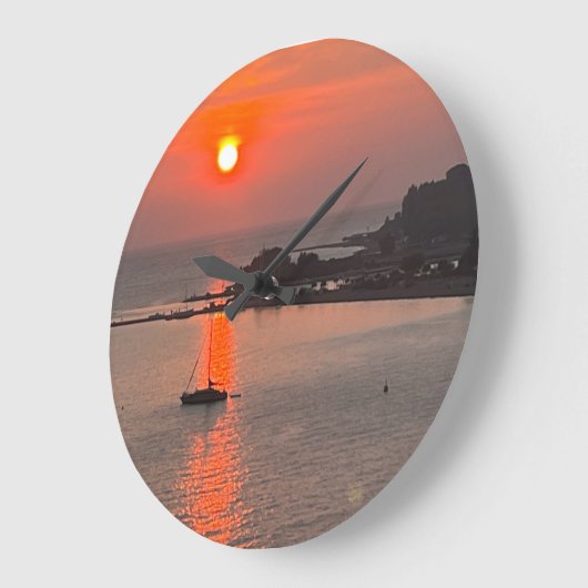 Omis Croatia Sunset Orange Sky Große Wanduhr (Winkel)