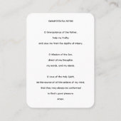 Omnipotena Patris Holy Trinity Prayer Card Visitenkarte (Rückseite)