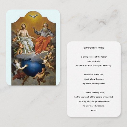 Omnipotena Patris Holy Trinity Prayer Card Visitenkarte (Vorne/Hinten)