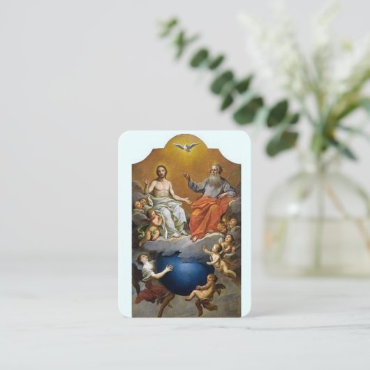 Omnipotena Patris Holy Trinity Prayer Card Visitenkarte (Stehend Vorderseite)