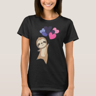 Omnisexual Flag Pride Lgbtq Balloon Hearts Sloth T-Shirt