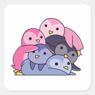 Omnisexual Flag Pride Lgbtq Niedlich Pinguin Quadratischer Aufkleber
