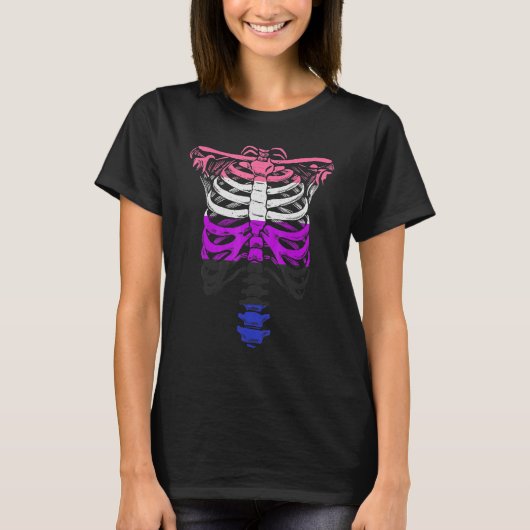 Omnisexual Gender Fluid Skeleton Ribcage LGBTQ Ske T-Shirt (Vorderseite)