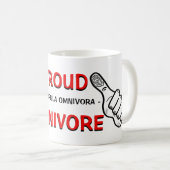 Omnivore-Slogan Kaffeetasse (VorderseiteRechts)