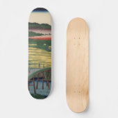 Omokage Bridge Vintage Ukiyo-e japanische Kunst Skateboard (Vorderseite)