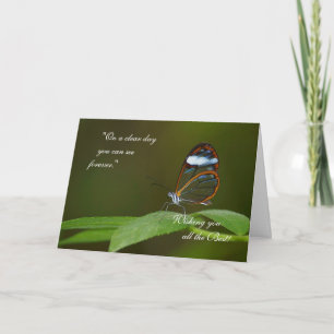 "On a Clear Day" Glaswing Butterfly Design Karte