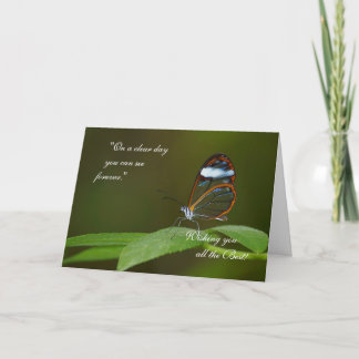 "On a Clear Day" Glaswing Butterfly Design Karte