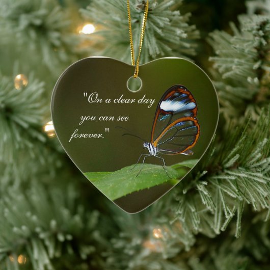 "On a Clear Day" Glaswing Butterfly Design Keramikornament (Baum)