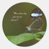 "On a Clear Day" Glaswing Butterfly Design Runder Aufkleber (Vorderseite)
