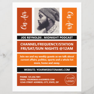 On Air - Podcaster-Foto - Retro-Podcast Flyer