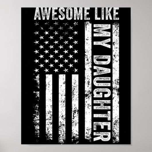 On Back Awesome Like My Daughter Men Funny Fathers Poster (Vorne)