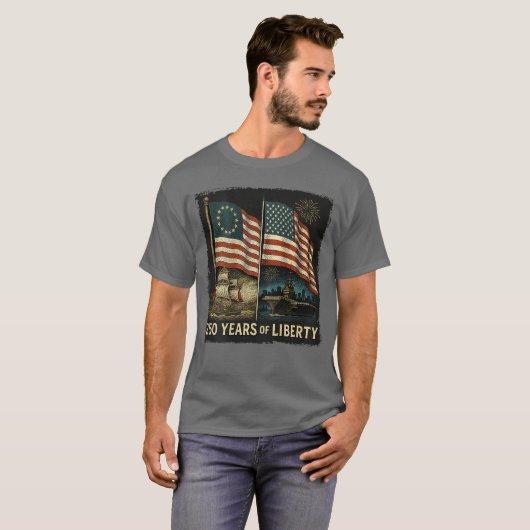 On Back Betsy Ross Flag 250 Years of Liberty 250th T-Shirt (Vorne ganz)