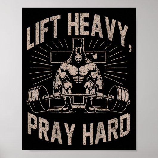 (on Back) Christian Workout Lift Heavy Pray Hard J Poster (Vorne)