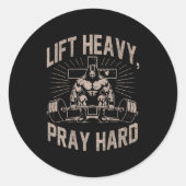 (on Back) Christian Workout Lift Heavy Pray Hard J Runder Aufkleber (Vorderseite)
