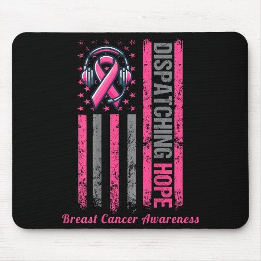 ON BACK Dispatcher Brustkrebs-Bewusstsein Pink Mousepad (Vorne)
