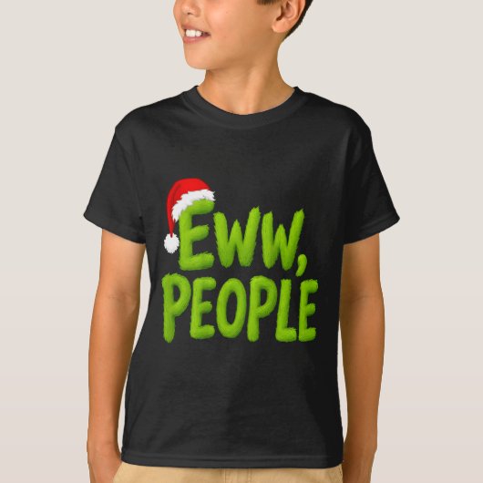 On Back Eww People Santa Hat Green Funny Christmas T-Shirt (Vorderseite)