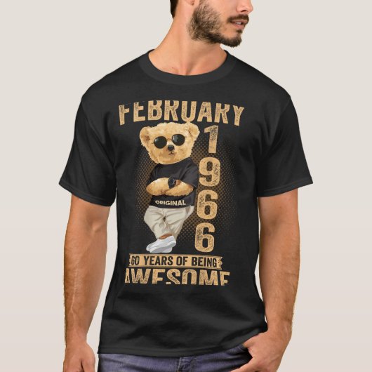 (on Back) February 1966 60th Birthday 60 Years Ted T-Shirt (Vorderseite)