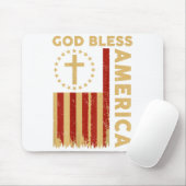 On Back God Bless America Patriotic Christian Fait Mousepad (Mit Mouse)