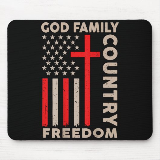 On-back God Family Country Dom Patriotic Christian Mousepad (Vorne)