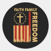 On-back Patriotic Christian Faith Family Dom God C Runder Aufkleber (Vorderseite)