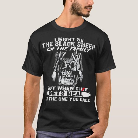 (On Back) Skull I Might Be The Black Sheep Of The  T-Shirt (Vorderseite)