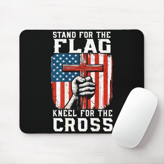 On-back Stand For Flag Kneel Cross Patriotic Chris Mousepad (Mit Mouse)