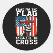 On-back Stand For Flag Kneel Cross Patriotic Chris Runder Aufkleber (Vorderseite)