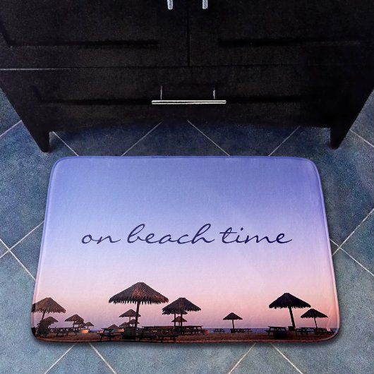 On Beach Time Lila California Sunset Foto Badematte