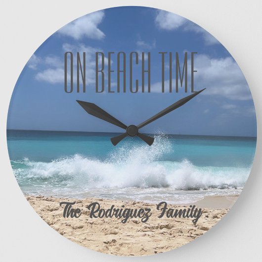 On Beach Time Personalisiert Family Beach Zuhause Große Wanduhr