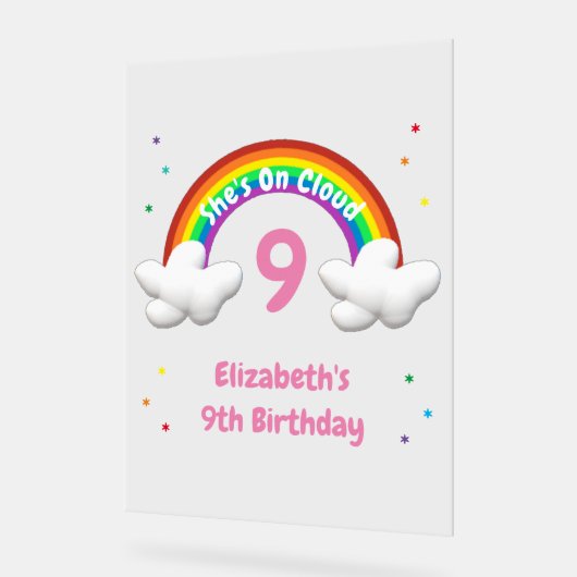 On Cloud 9! Rainbow Birthday Acrylschild (Winkel)