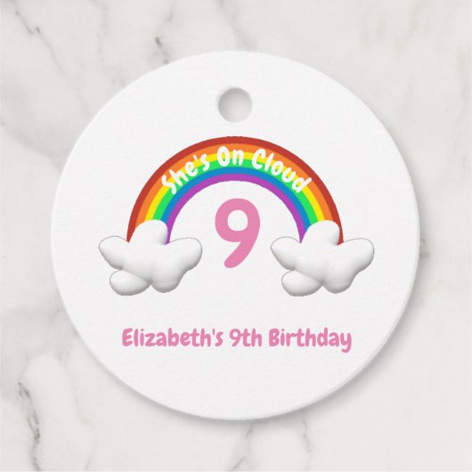 On Cloud 9! Rainbow Birthday Geschenkanhänger (Vorderseite)
