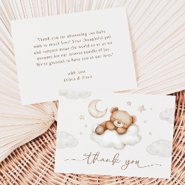 On Cloud Nine Neutral Teddy Bear Baby Shower Dankeskarte