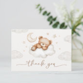 On Cloud Nine Neutral Teddy Bear Baby Shower Dankeskarte (Stehend Vorderseite)