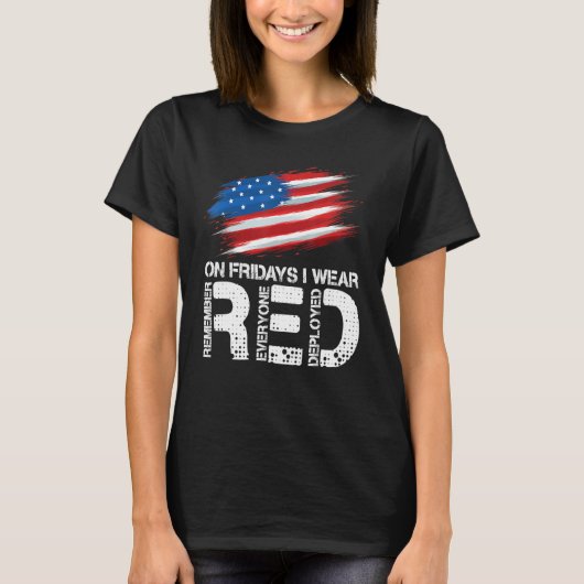On Friday I Wear Red Support American Troops Vinta T-Shirt (Vorderseite)