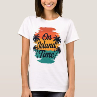 On Island Time Tropical Sunset Palm Trees T-Shirt