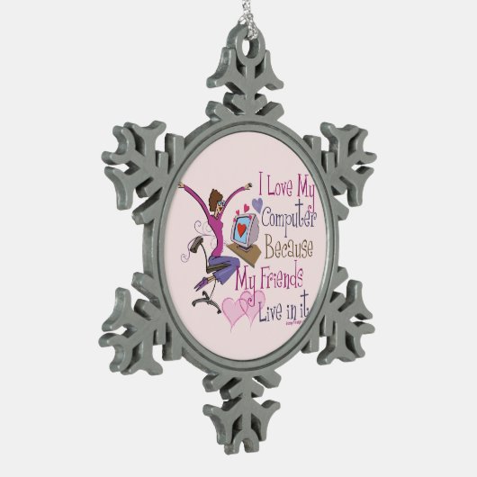 On-line-Freund-Sprichwort-Entwurf Schneeflocken Zinn-Ornament (Links)