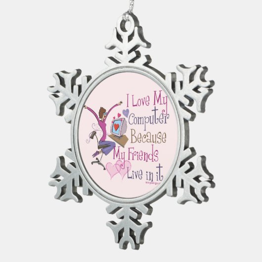 On-line-Freund-Sprichwort-Entwurf Schneeflocken Zinn-Ornament (Rechts)