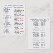 On-line-Poker-Kumpel Texas Holdem Visitenkarte (Vorne/Hinten)
