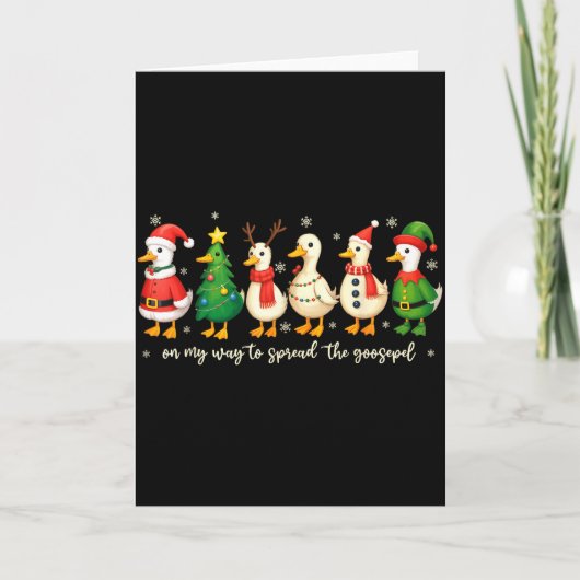 On My Way To Spread The Gospel Funny Goose Christi Karte (Vorderseite)