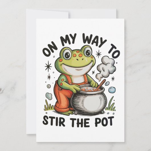 On My Way To Stir The Pot Funny Frog Sarcastic Einladung (Vorderseite)