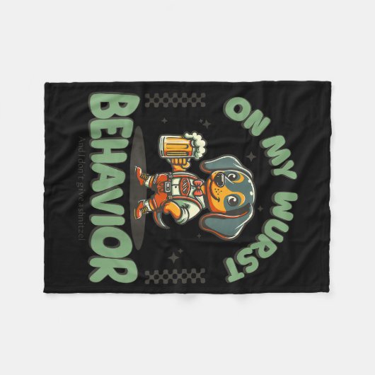 On My Wurst Behavior Dachshund German Beer Prost Fleecedecke (Vorderseite (Horizontal))