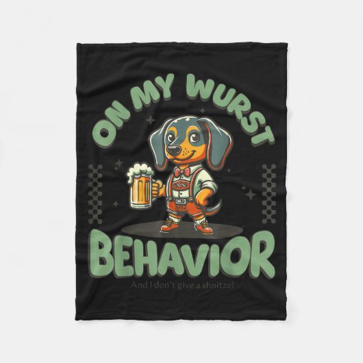 On My Wurst Behavior Dachshund German Beer Prost  Fleecedecke (Vorderseite)