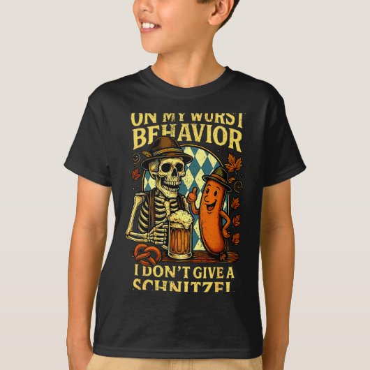 On My Wurst Behavior Funny Skeleton And Dog T-Shirt (Vorderseite)