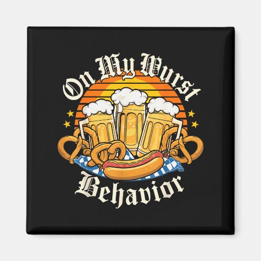 On My Wurst Behavior Retro Groovy Beer  Magnet (Vorne)