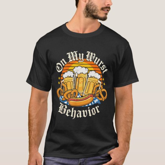 On My Wurst Behavior Retro Groovy Beer T-Shirt (Vorderseite)