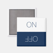 ON OFF blue white Clean Dirty Dishwasher sign Magnet (Vorderseite/Rückseite)