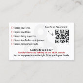 On Point Bikes Custom Design Visitenkarte (Rückseite)