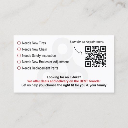 On Point Bikes Custom Design Visitenkarte (Rückseite)