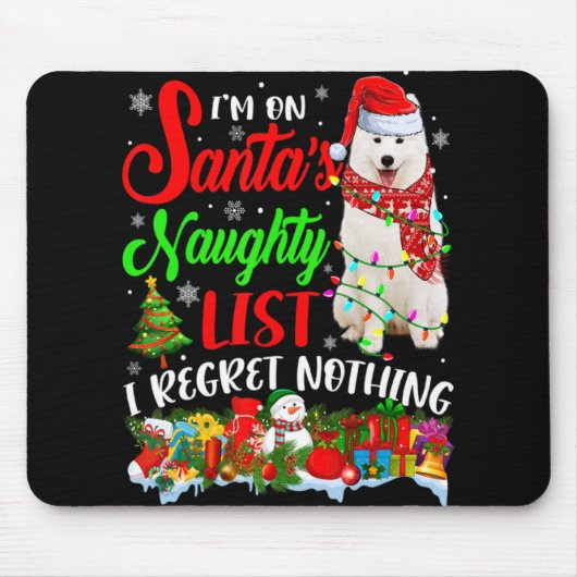 On Santas Naughty List Xmas American Eskimo Mousepad (Vorne)