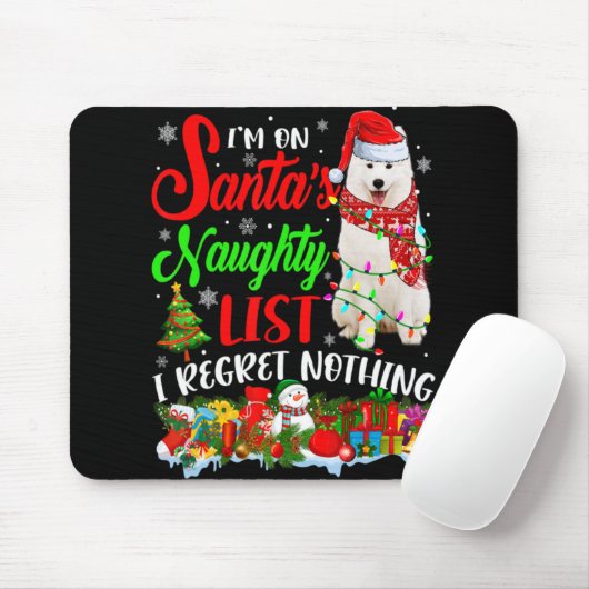 On Santas Naughty List Xmas American Eskimo T Shir Mousepad (Mit Mouse)